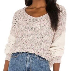 FREE PEOPLE | Honey Cable Knit Cropped Oversized Sweater Sweatshirt XL
